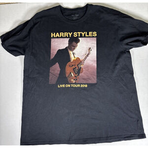 Harry Styles 2018 Live On Tour Concert Black T-Shirt One Direction Size 2X (XXL)